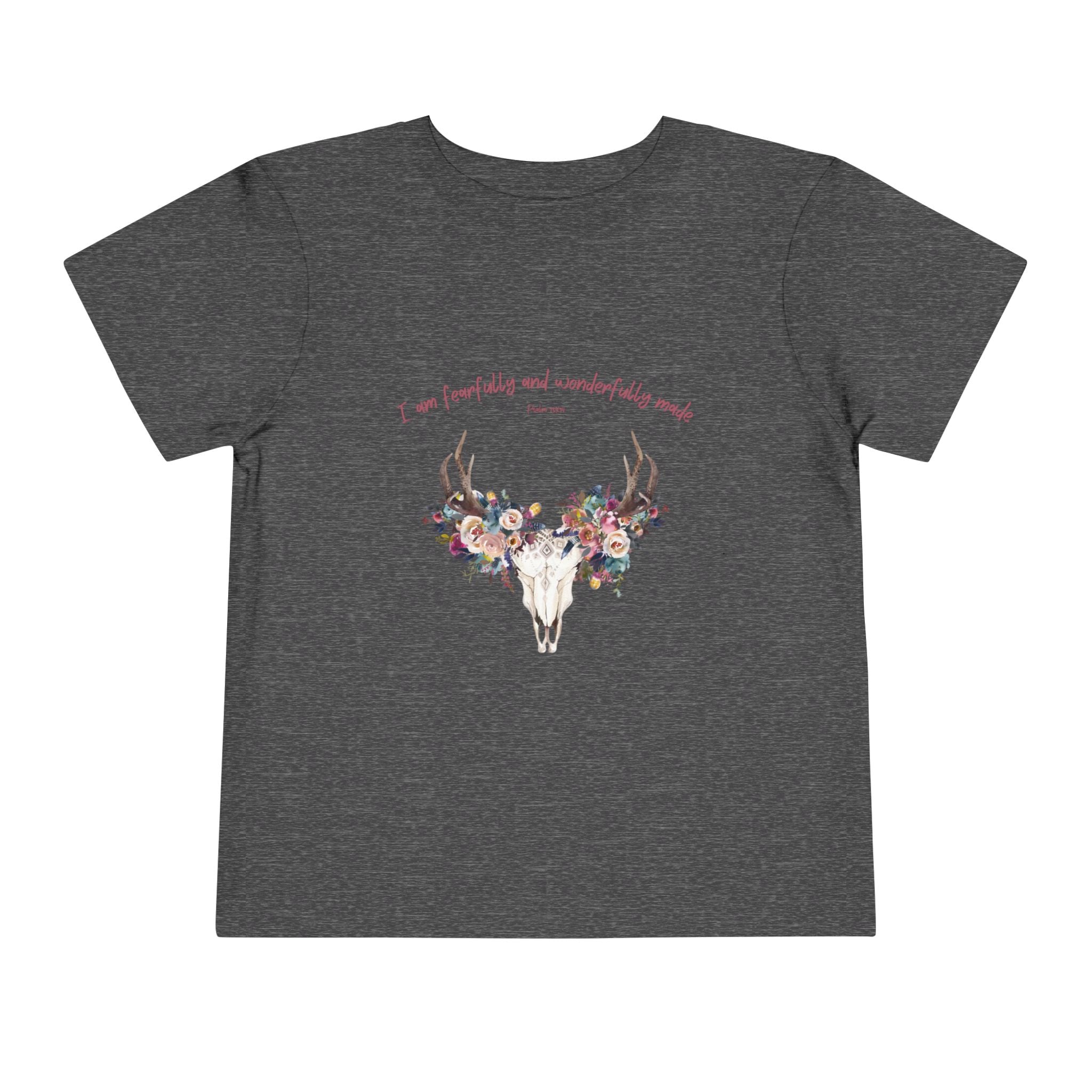 Toddler Tee — Floral Deer Skull “I am fearfully and wonderfully made”
