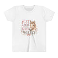 Youth Tee — "Just a Girl Who Loves Horses" Horse Lover Graphic Shirt