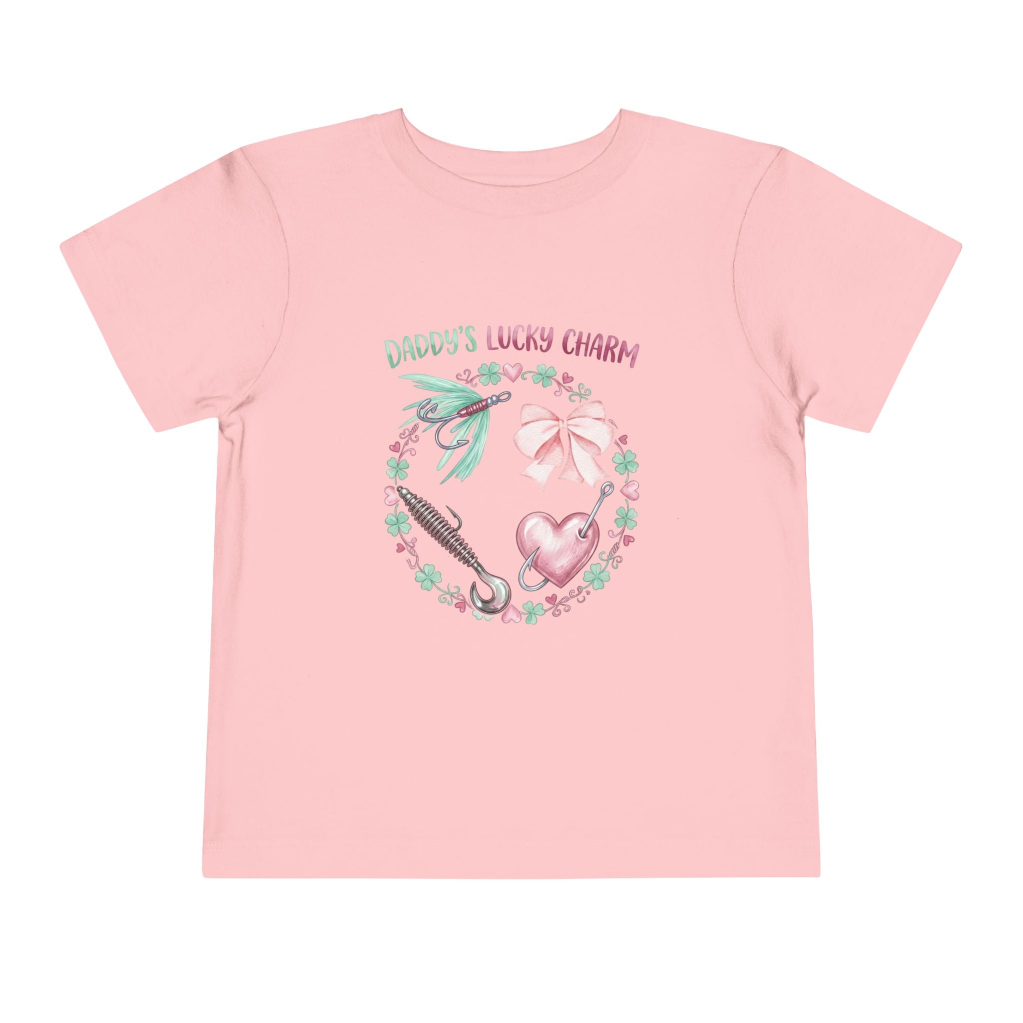 Daddy's Lucky Charm Toddler Tee | Fishing & Bow Design | Girl Dad Gift