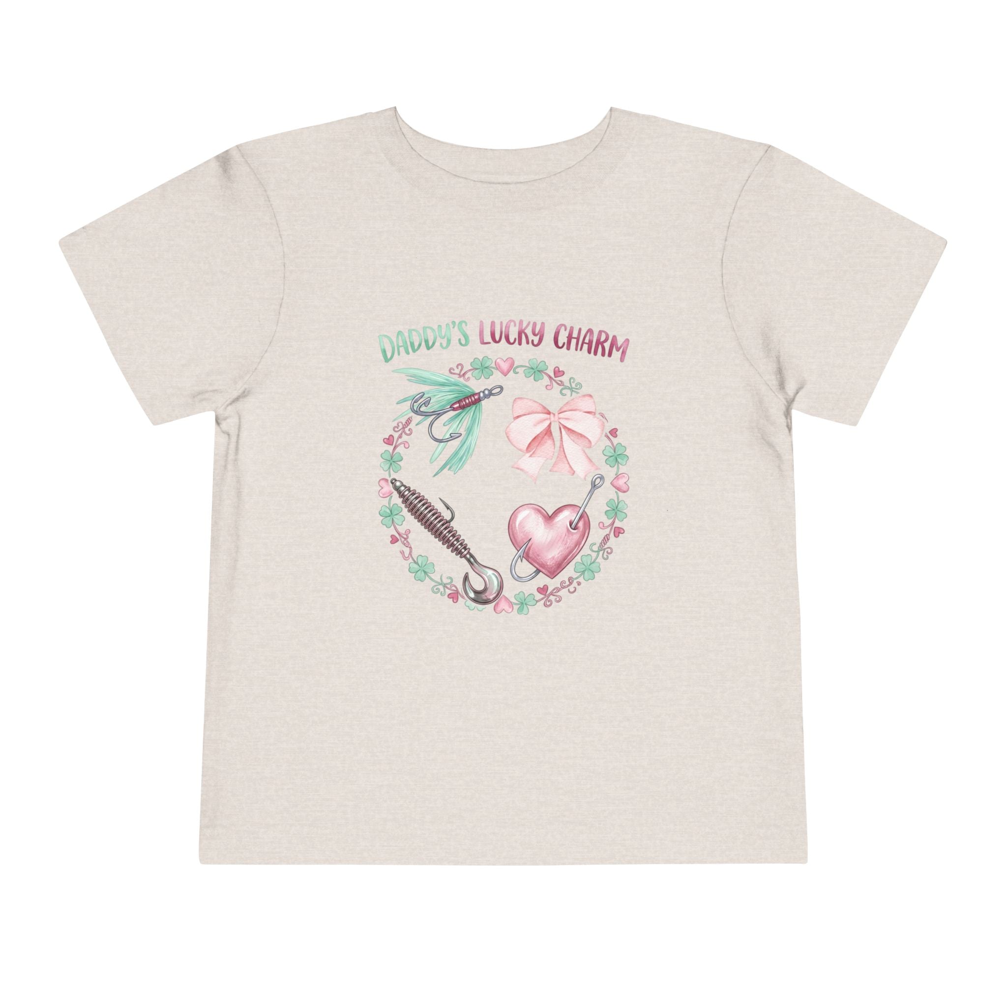 Daddy's Lucky Charm Toddler Tee | Fishing & Bow Design | Girl Dad Gift
