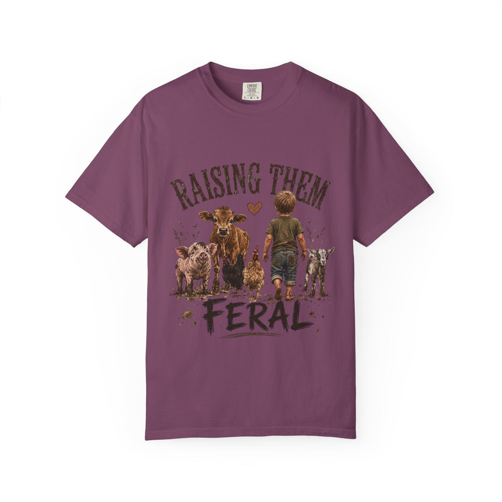 Raising Them Feral T-Shirt — Kid & Farm Animal Vintage Tee