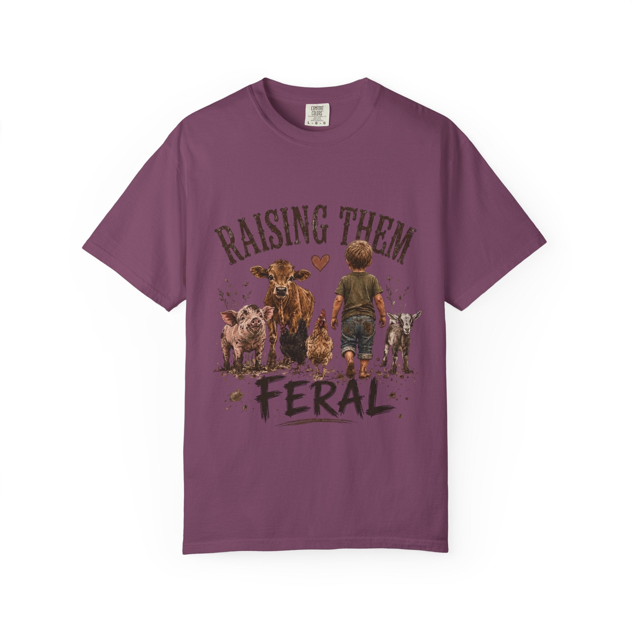 Raising Them Feral T-Shirt — Kid & Farm Animal Vintage Tee