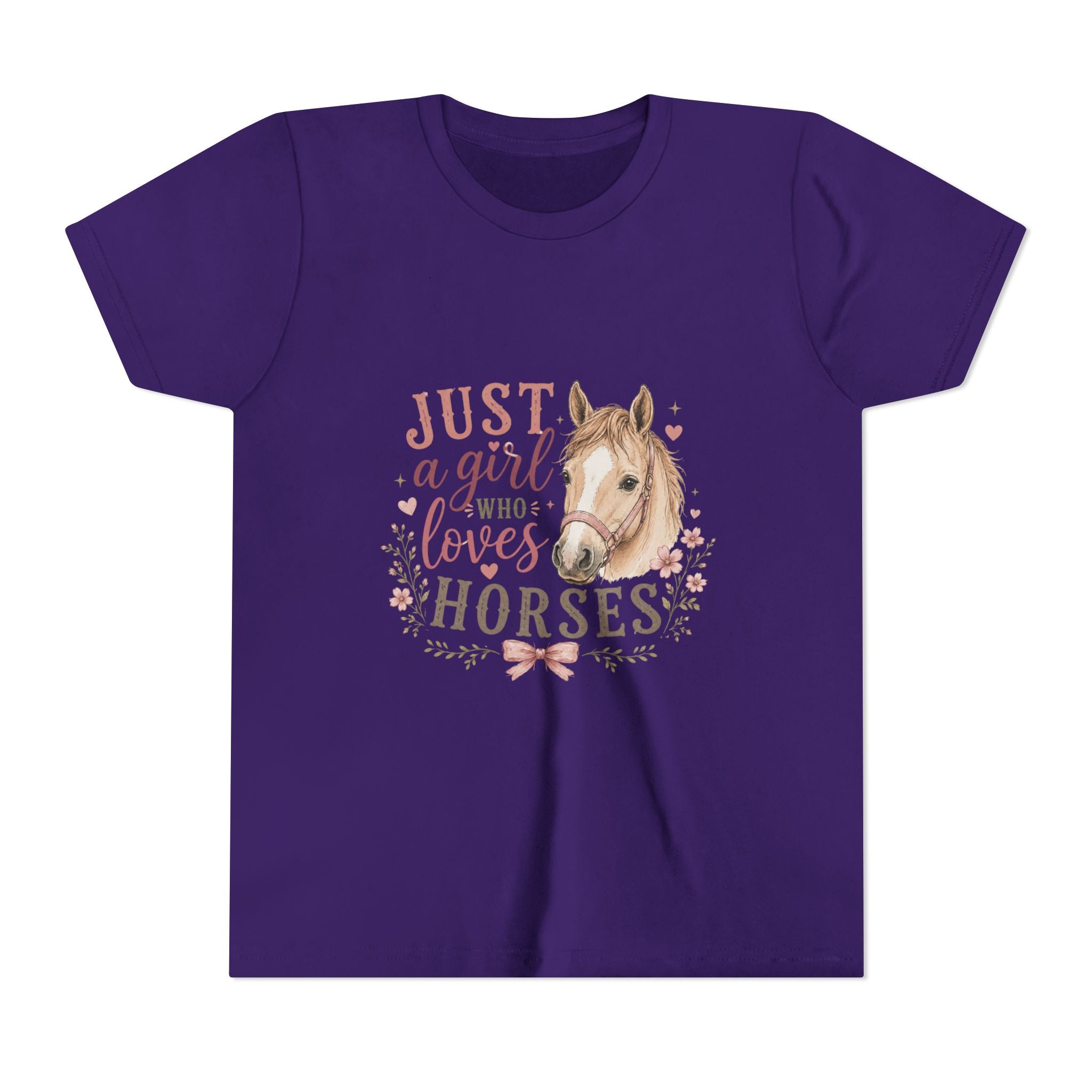 Youth Tee — "Just a Girl Who Loves Horses" Horse Lover Graphic Shirt