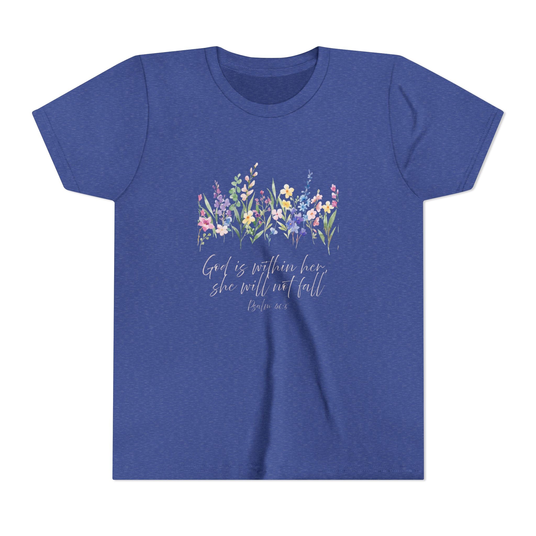 Youth Floral Faith Tee — "God is within her, she will not fail"