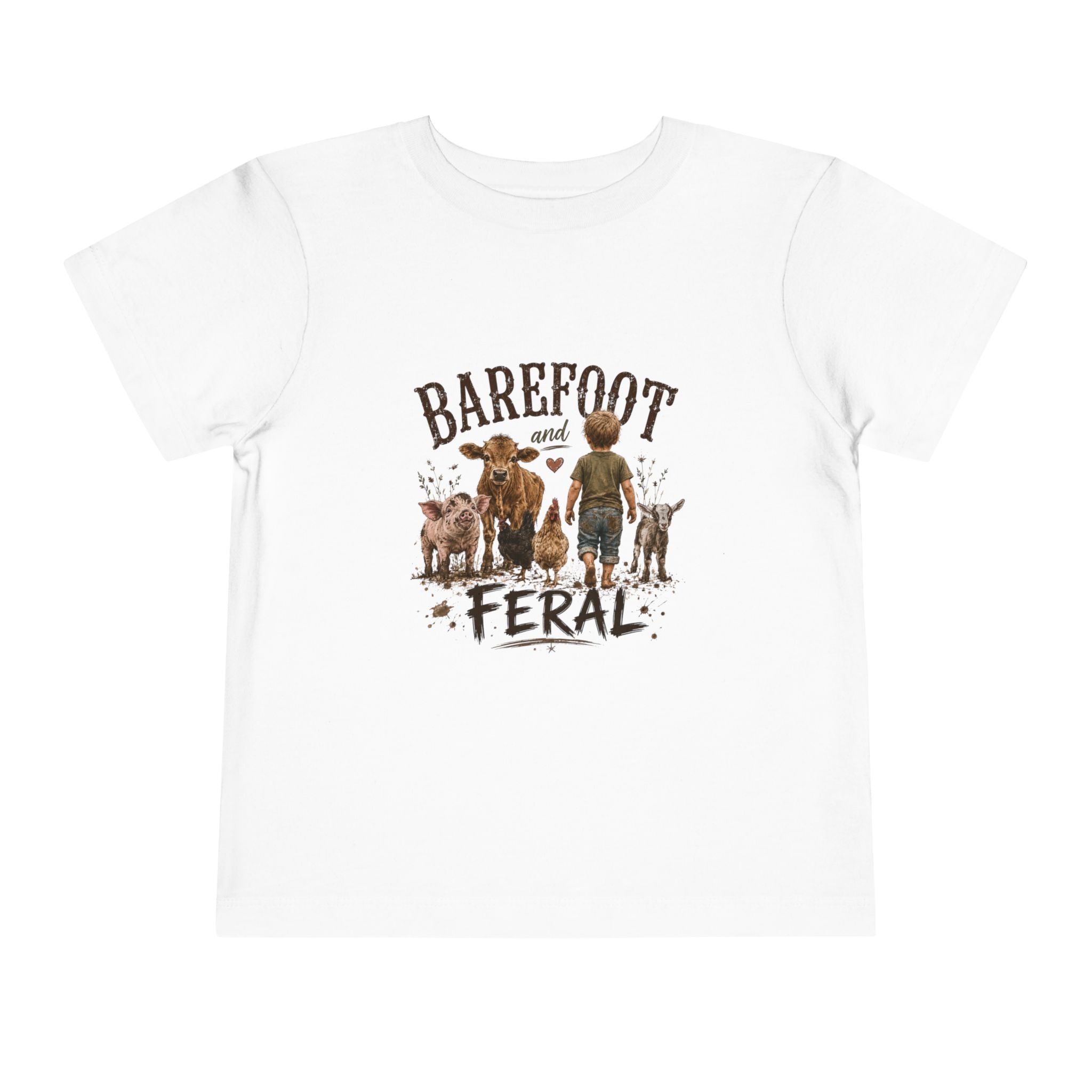 Toddler Tee — "Barefoot and Feral" Farm Kids Graphic