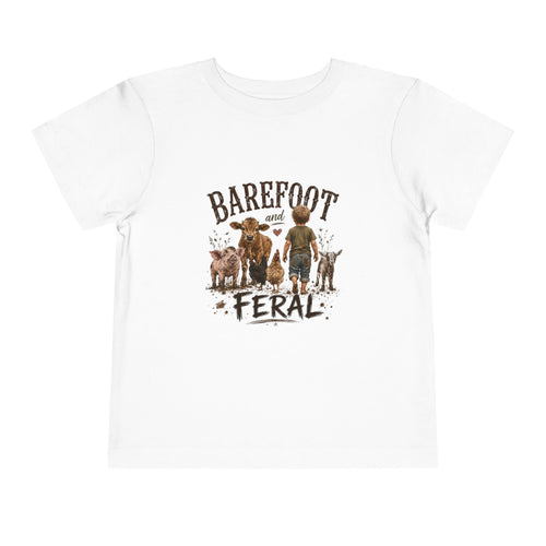 Barefoot and Feral Toddler Tee – Cute Farm Kids Shirt